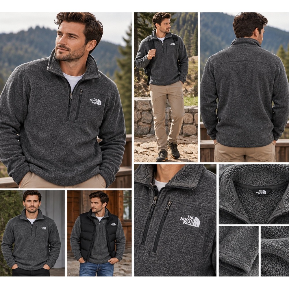 The North Face Gordon Lyons Quarter Zip Fleece Pullover Dark Grey Heather XXL